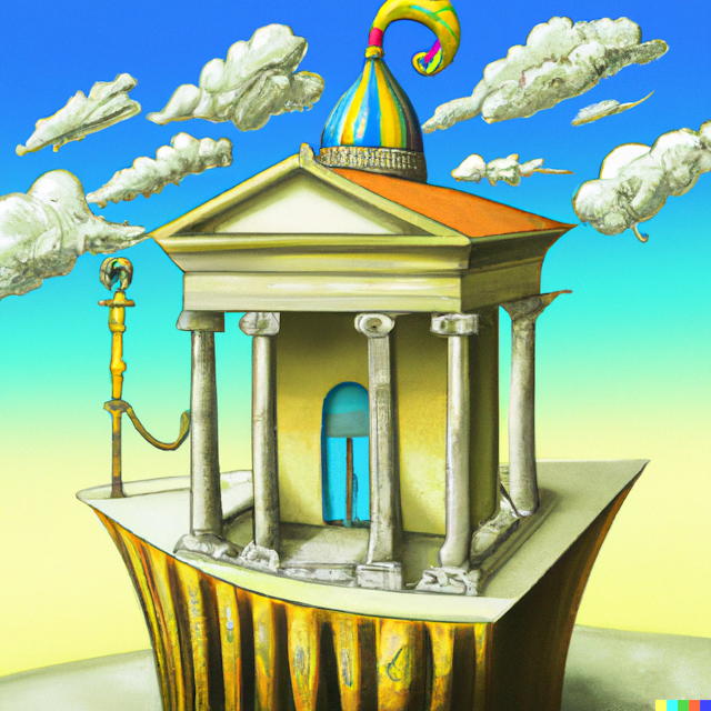 Temple of King Solomon, in the style of Dalí